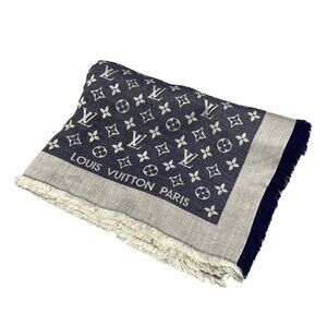 LOUIS VUITTON Shawl Monogram Denim Blue - Scarf Silk Wool 525-080125